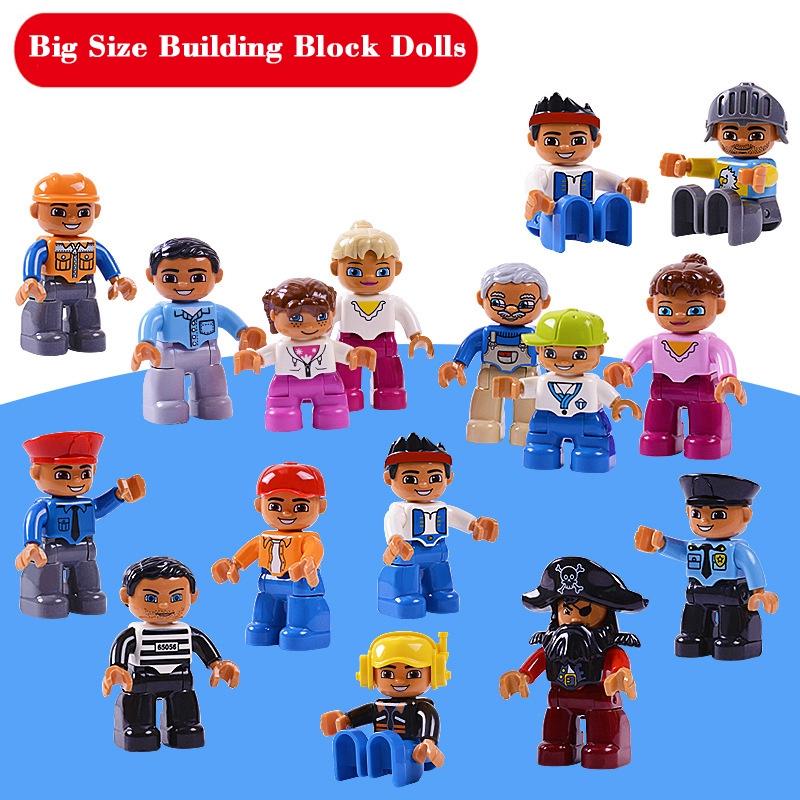 Фигурка, модель большого размера, минифигурка, строительный блок, кукла, семейная, профессиональная, совместимая с игрушкой с большими частицами