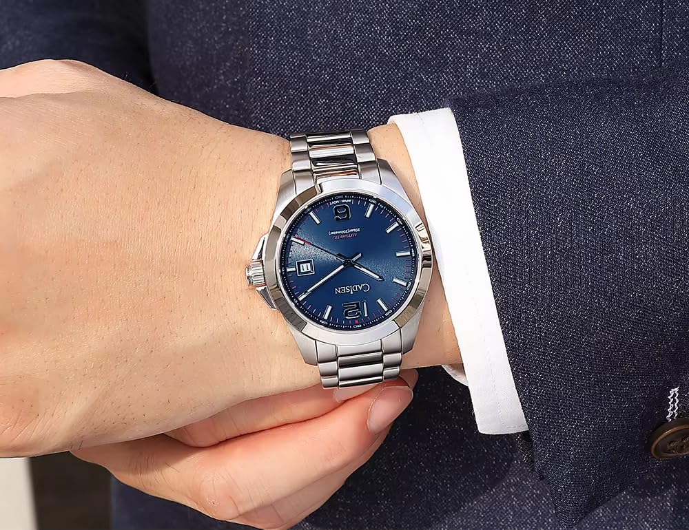 CADISEN Made In NH35 German Retro Water Resistant To 10 Mechanical Case Work Dress Stainless Sapphire Coming of Age Present C8197 Men's Watch,