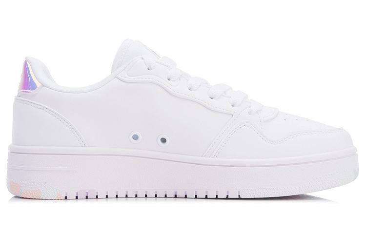 Li Ning Slip Resistant Lightweight Balance Abrasion Resistant Low top Skateboard Shoes Women's White AGCR342-2