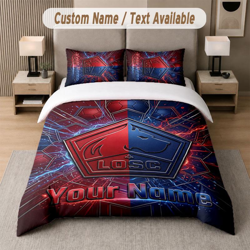 Custom Bedding Set LOSC Lille Pattern, Print Name Text 1 Duvet Cover plus 2 Pillowcases Home Textile