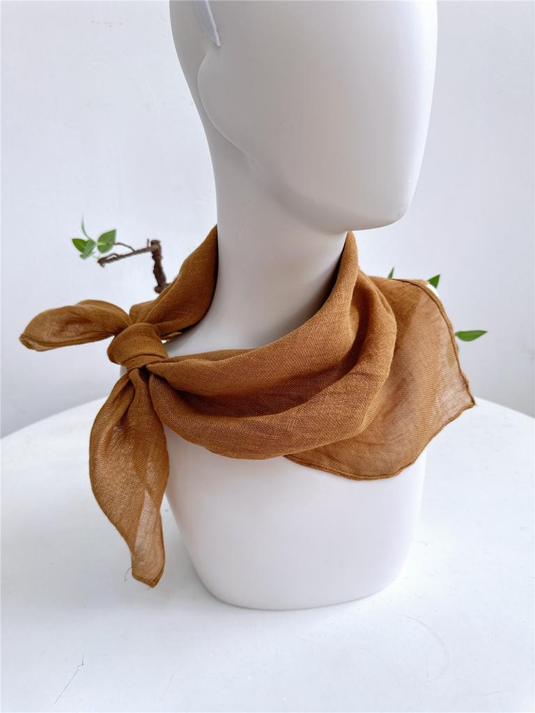 Clearance Welfare Retro Linen Square Scarf Literary And Versatile Women'S Summer Neck Protection Cotton And Linen Small Silk Scarf Scarf Printed Model