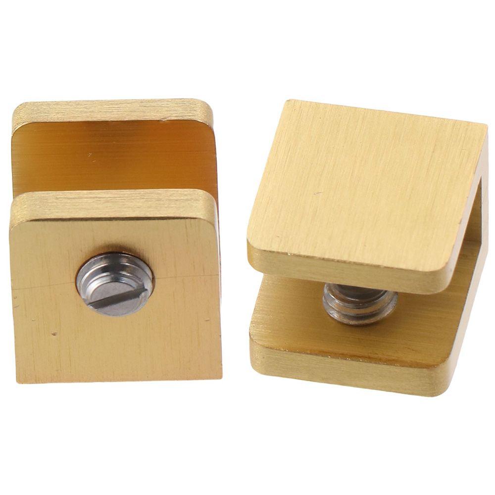 4 Pcs Frameless Solid Brass Shower Glass Clamp Gold Rectangular Fixed Panel Door Clip 6~10mm Glass