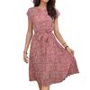 Women's Casual  Loose Print Pleated Waistband Dress Print Pleated Waistband Dress