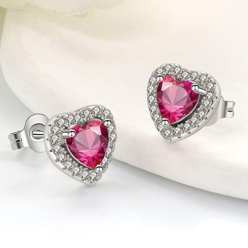 Zodiac Heart Shaped Cubic Zirconia Stud Earrings Minimalist Elegant Jewelry For Women