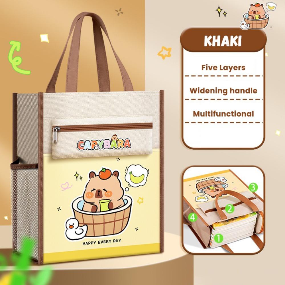 Large-capacity Tote School Bag Capybara Art Storage Bag Cartoon A4 File Bag Learning supplies