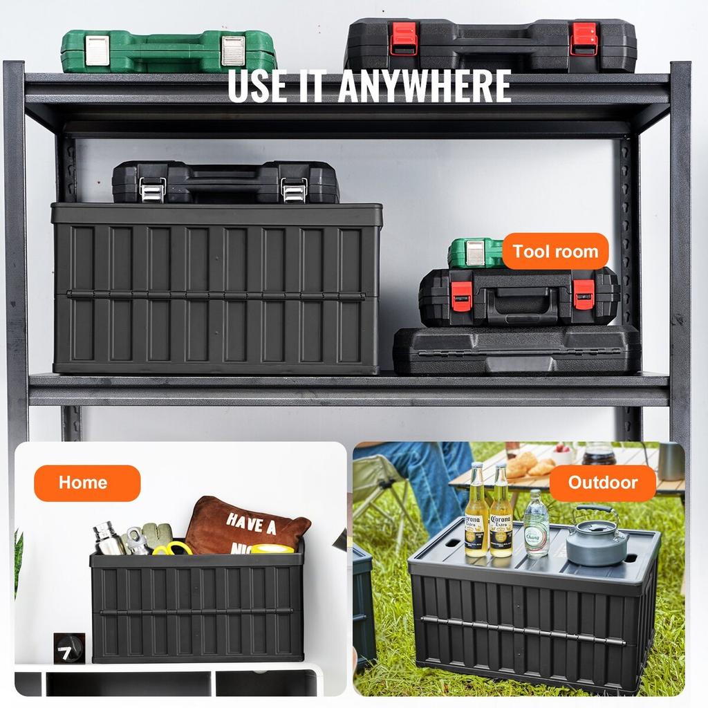 Collapsible Storage Bins with Lids, 65L 3 Packs, Folding Plastic Stackable Utility Crates with Handles, Large Heavy Duty Containers for Clothes, Toys,