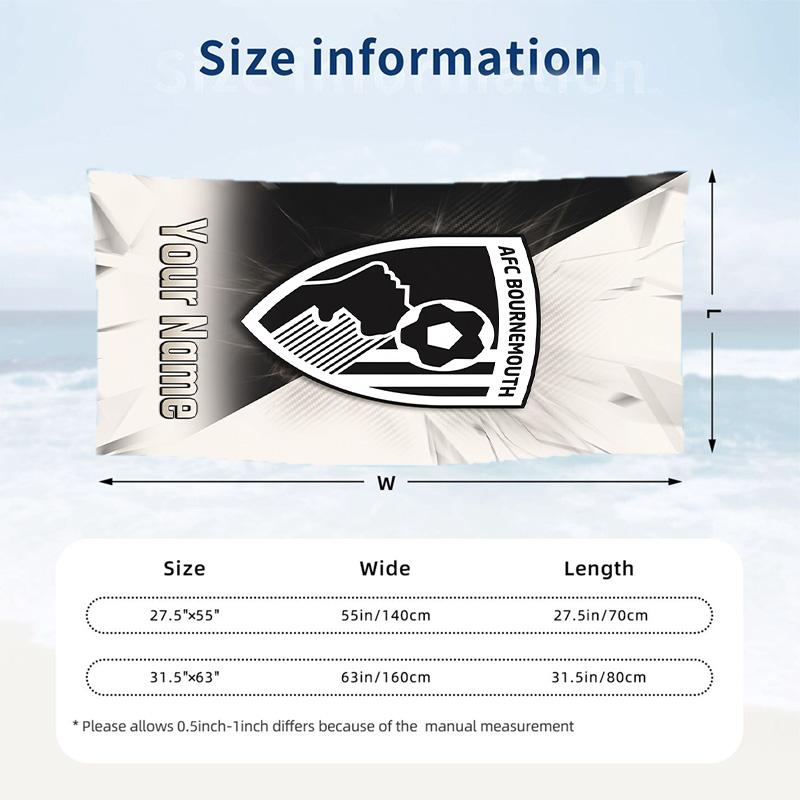 Beach Towel Custom Name Text, Quick Dry Large Towel For Beach HomeBournemouth Football