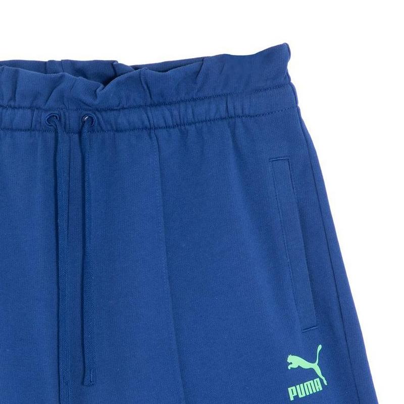Puma FF Knit Shorts Lace-Up Mid-Rise Cotton Fit Breathable Casual Shorts Women shorts Dark-Navy 538773-16