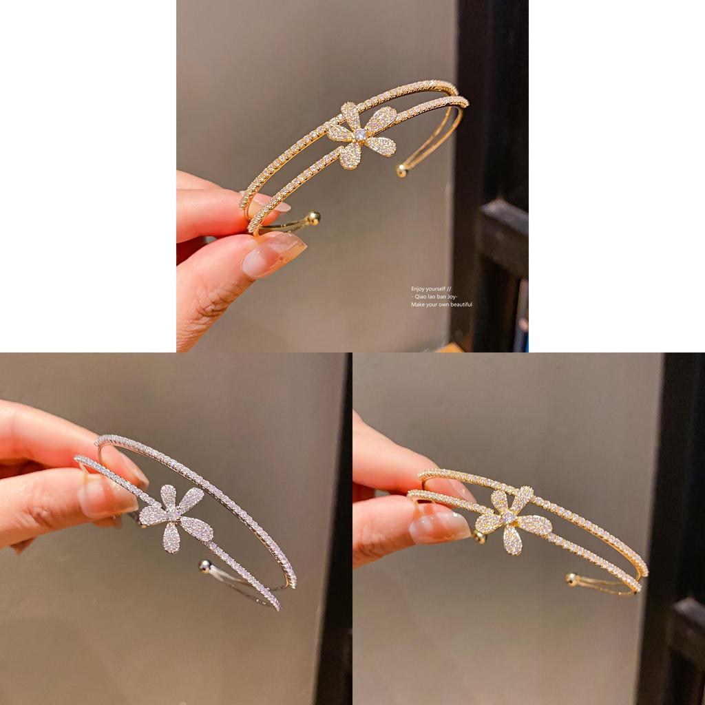 Элегантный двухслойный браслет-цветок с цирконами и кубическим сплавом для модной повседневной носки