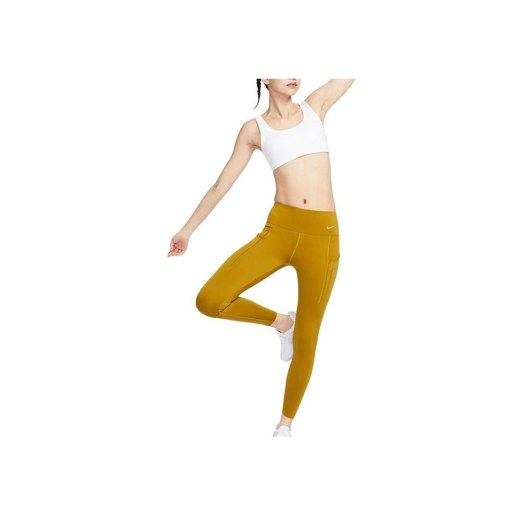 Nike Леггинсы Go Series однотонные, быстросохнущие, средней талии, с карманами, укороченные, женские, бронзовые, DQ5695-716