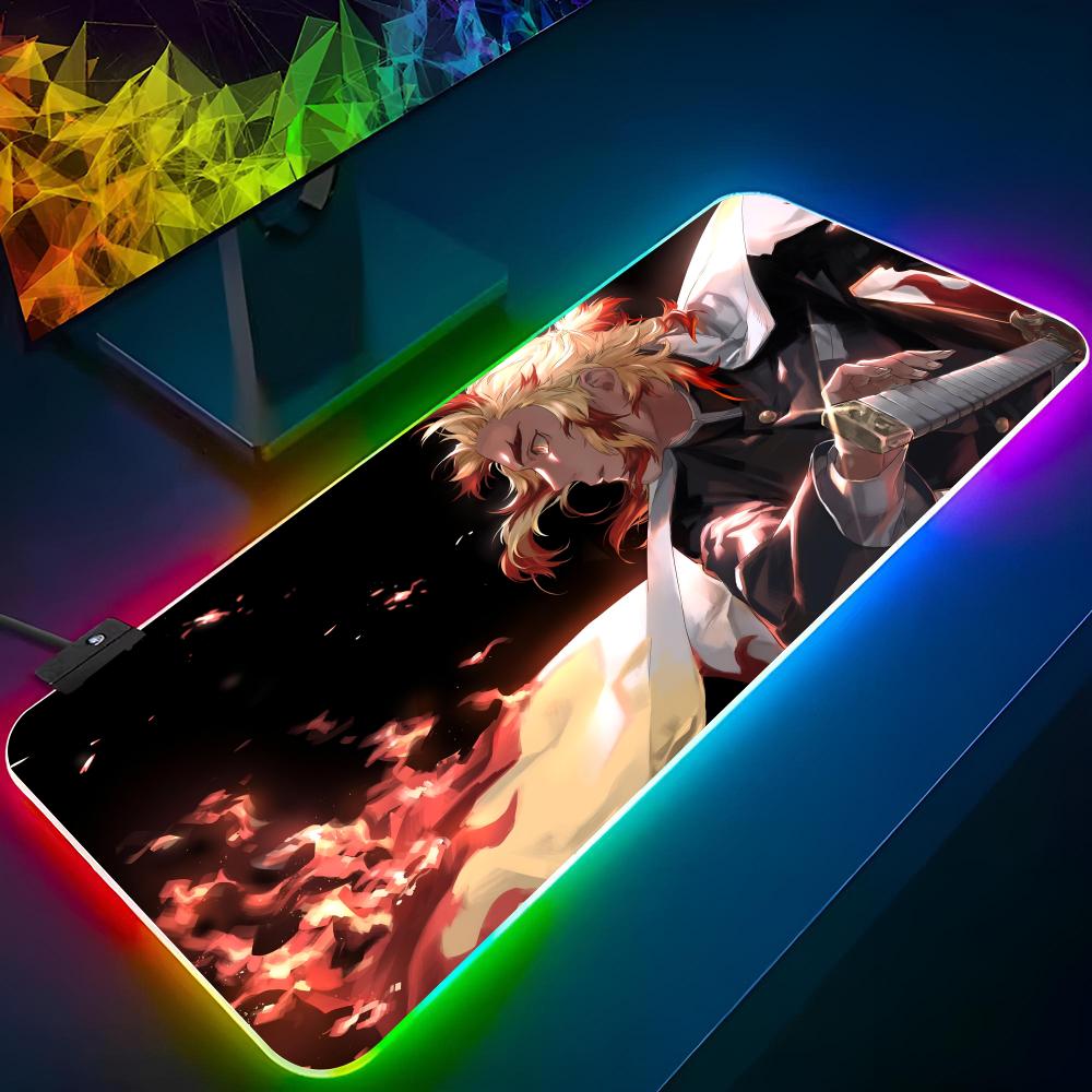 Anime Demon Slayer Mouse Pad Gaming Rgb Anime Mousepad Backlit Keyboard Gamer Girl Xxl Laptop Mat Table Pads Deskpad