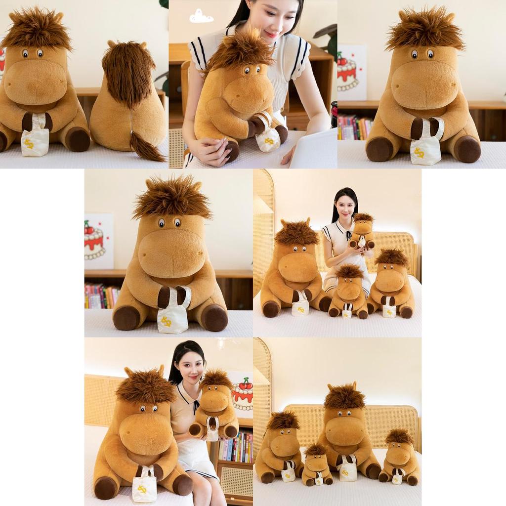 Adorable New Style Plush Working Pony Toy Cuddly Stuffed Animal Pillow Gift For Girls