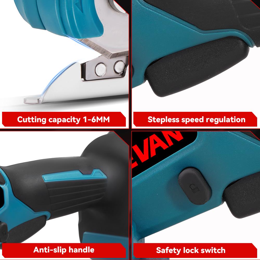 ONEVAN 800 Вт Аккумуляторные Электрические Ножницы Резак для Ткани Металла Ковровых Покрытий Инструменты для Резки Алюминиевый Сплав Нержавеющая Сталь Резак Для Аккумулятора Makita