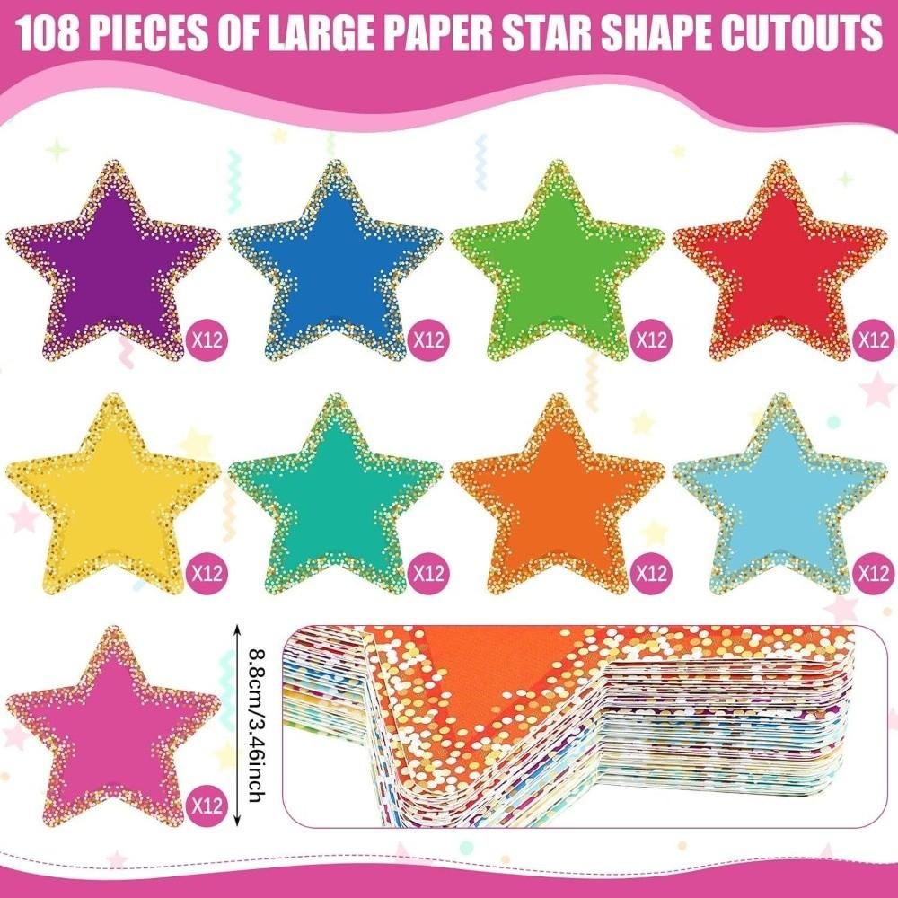 108pcs Cutouts Pentagram Decorative Border DIY Craft Billboard Decoration Poster Decoration