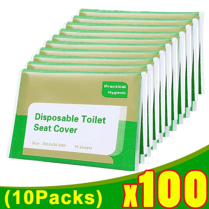 100-10 шт одноразовые чехлы для сидений унитаза разлагаемые чехлы для туалетных ковриков бумажные для портативных путешествий кемпинга отеля аксессуары для ванной комнаты