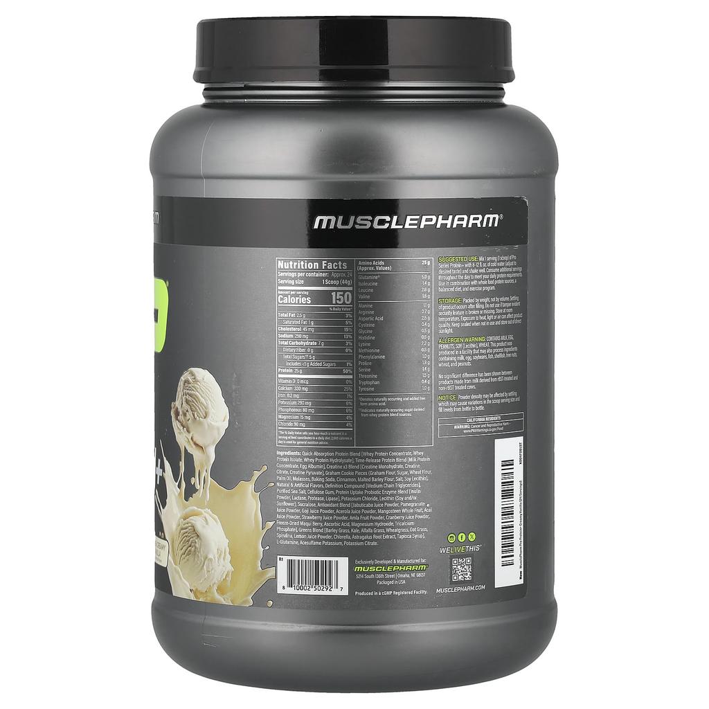 MusclePharm Pro Series Protein+, Богатый и Кремовый Ванильный, 1,06 кг (2,3 фунта)