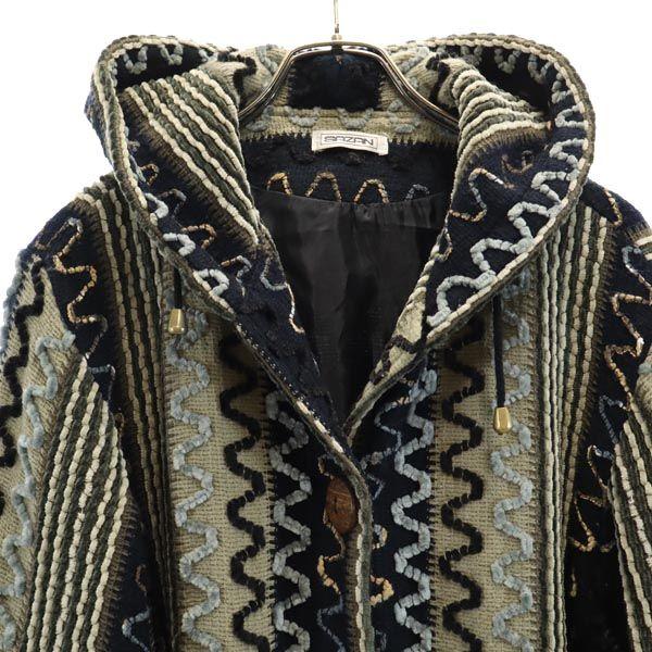 SAZAN 90-е 80-е Винтажный вязаный кардиган с длинным рукавом Гуреге Паркер Женский Б/У