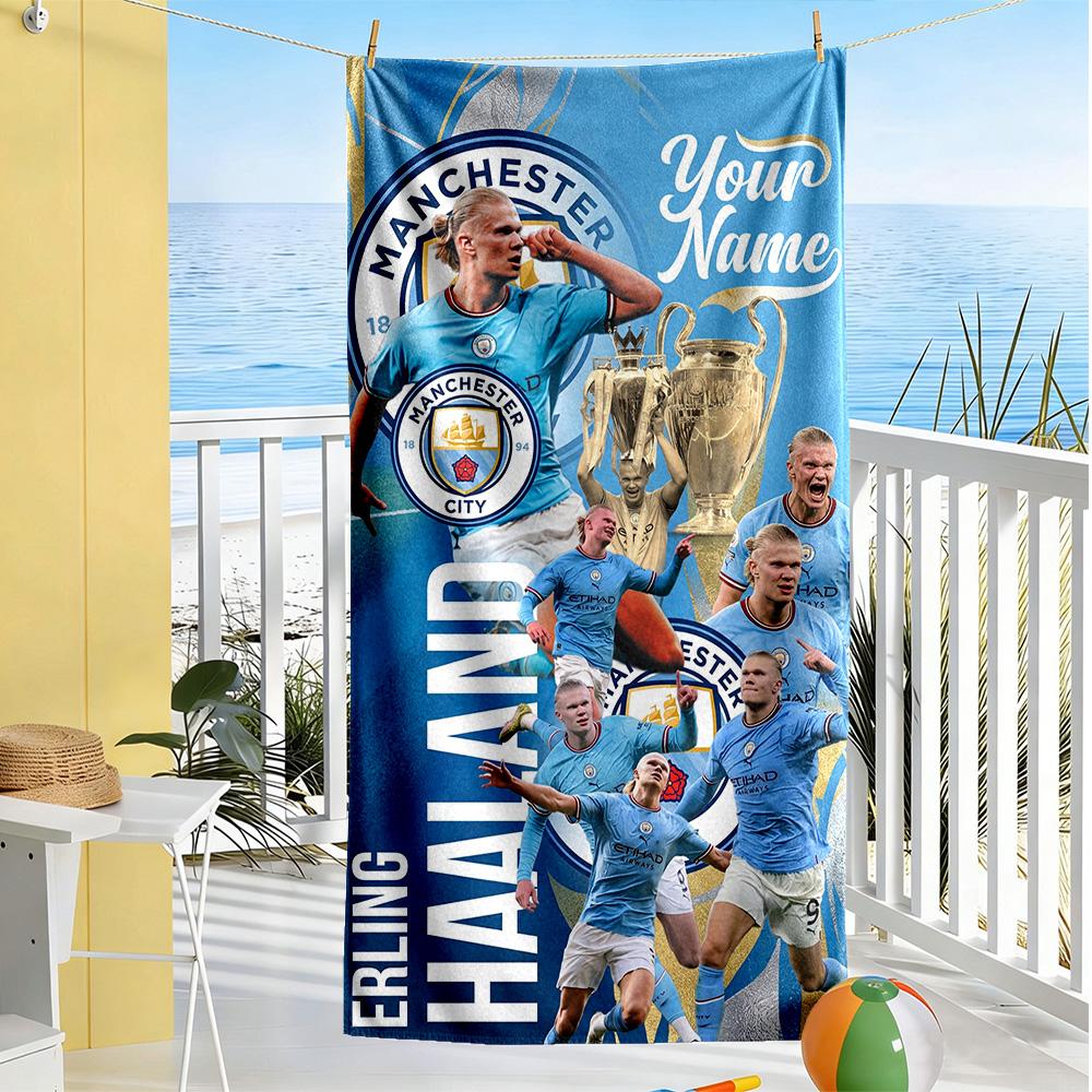 Haaland Personalized Text Beach Towel Soft Durable Quickdry For Beach Bathroom Outdoor Swimming Pool Camping Picnic Yoga Diving Vacation Accessories