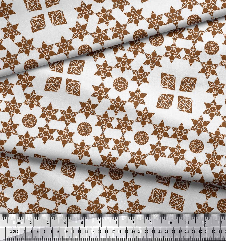 Soimoi Черная японская креп-сатиновая ткань с геометрическим звездным геометрическим принтом, ткань по метрам 42 дюйма