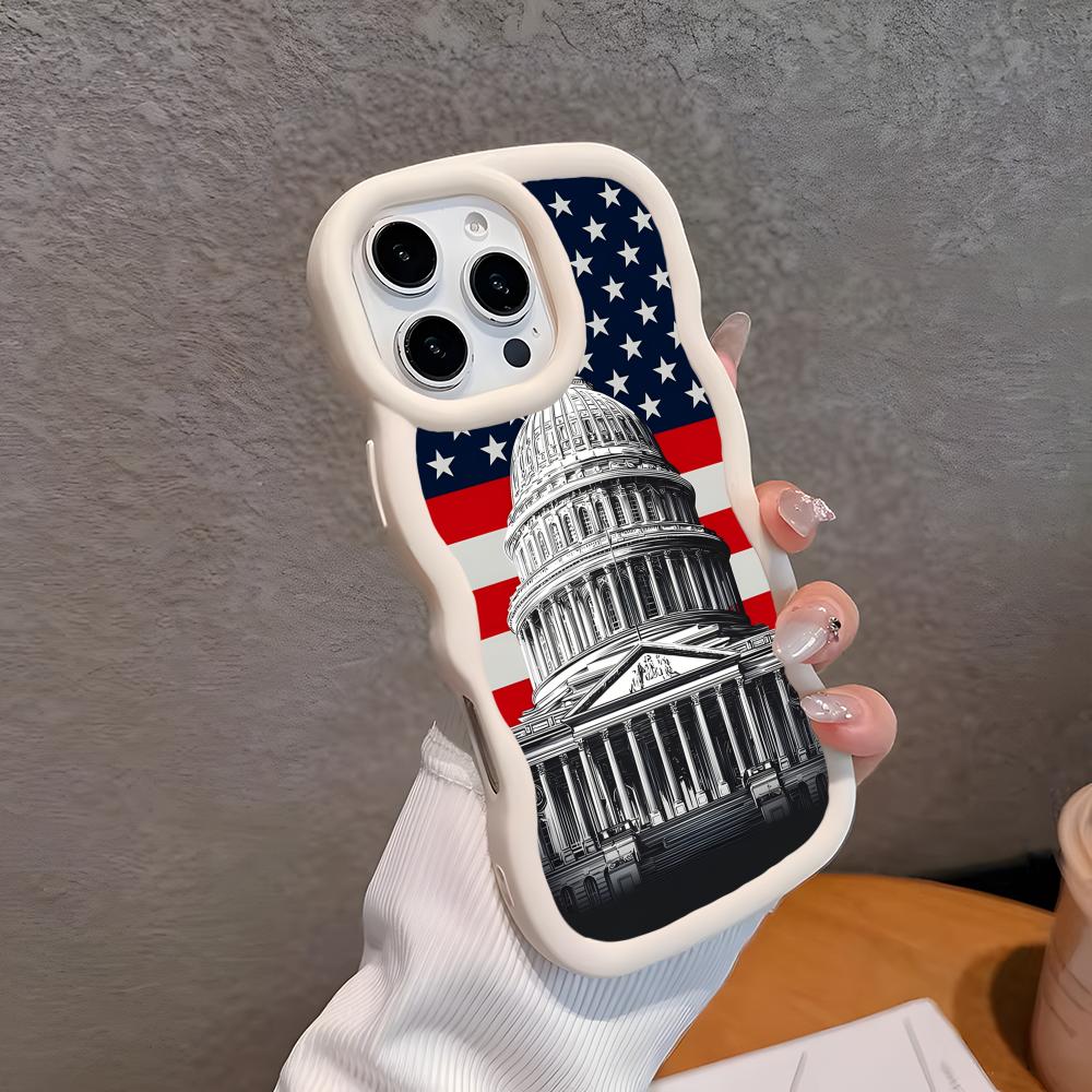 США Флаг Америки Волнистый Край ТПУ Чехол для Мобильного Телефона для iPhone 17 16 15 14 13 12 11 Air Pro Max Plus Цветной Чехол