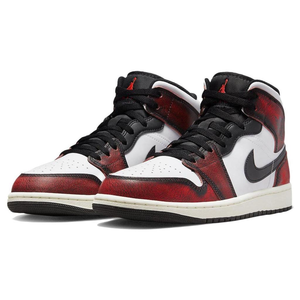 Мужские кроссовки Air Jordan 1 Mid SE Wear-Away White Black Sail DV9565-006