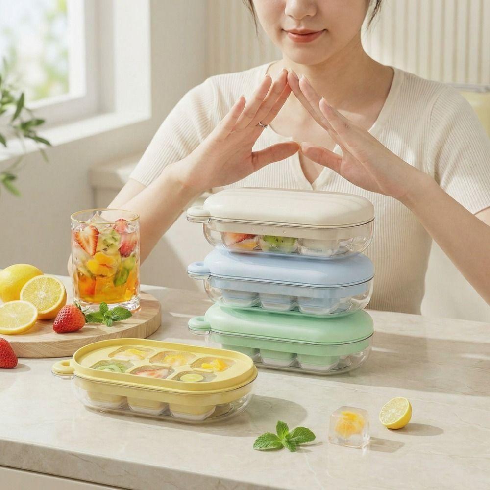 with Cover Little Bear Ice Grid Food Grade Press Ice Cube Box Silicone Ice Cube Mold  Summer