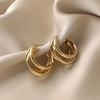 Korean Gold Color Hoop Earring for Woman Metal Elegant Vintage Geometric Statement Luxury Earrings Party 2023 New Zircon Gift