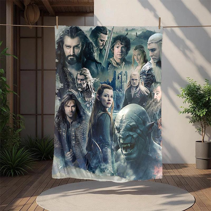 Tolkien Fan Flannel Blanket Soft Warm All-Season Throw, Design for Camping, Car Travel, Hiking Sofa, Bed, Office Perfect Gift for Parties