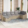 VidaXL 7-Piece Garden Sofa Set with Beige Cushions Poly Rattan 3359299