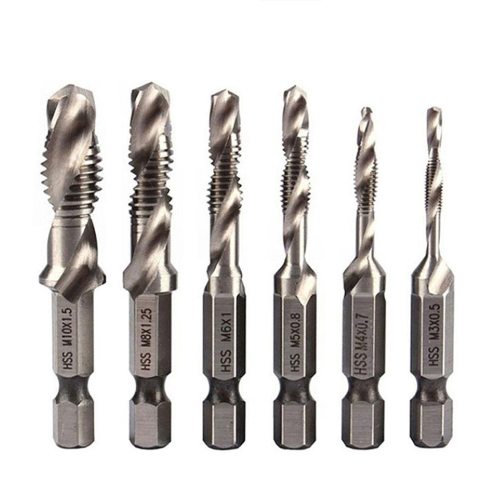 1PC Tap Drill Bit Hex Shank Thread Metric Tap M3-M10 Power Tools Parts For Hand Drill Bench Drill For Hex Chuck Tapping Machine