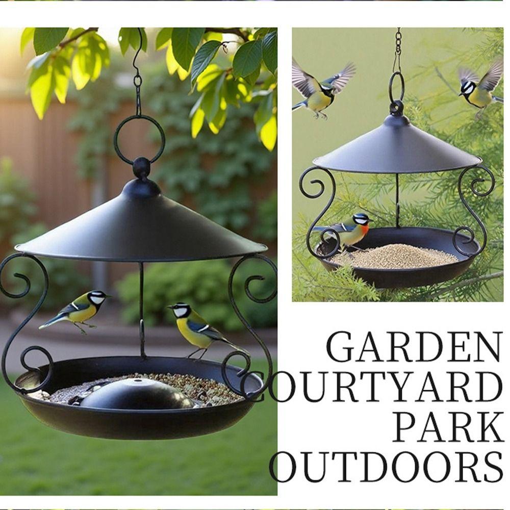 Rainproof Bird Food Dispenser Iron Bird Feeding Tray Garden Decor Bird Feeder  Hummingbird