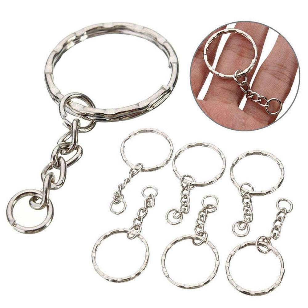 25mm NEW DIY Polished Silver Keychain Keyring Key Fob Short Chain