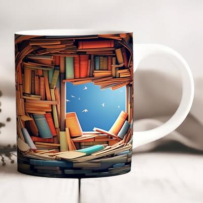 Любитель Книг Библиотека Керамическая Кофейная Кружка Книжная Полка Книжная Полка Чайная Чашка Чтение