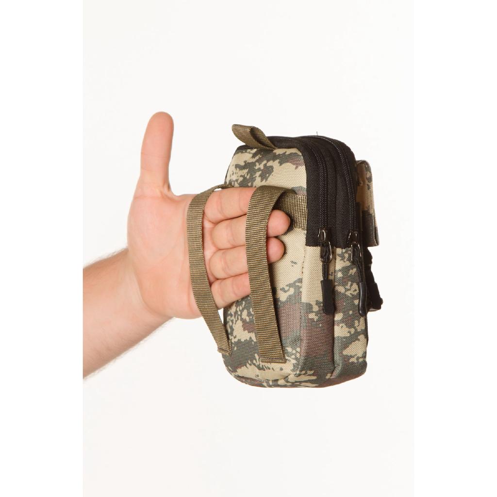 Men's Black Water Resistant Tactical Waist Bag With Belt Strap And Phone Compartment (outdoor, Work) (18x11 Cm)