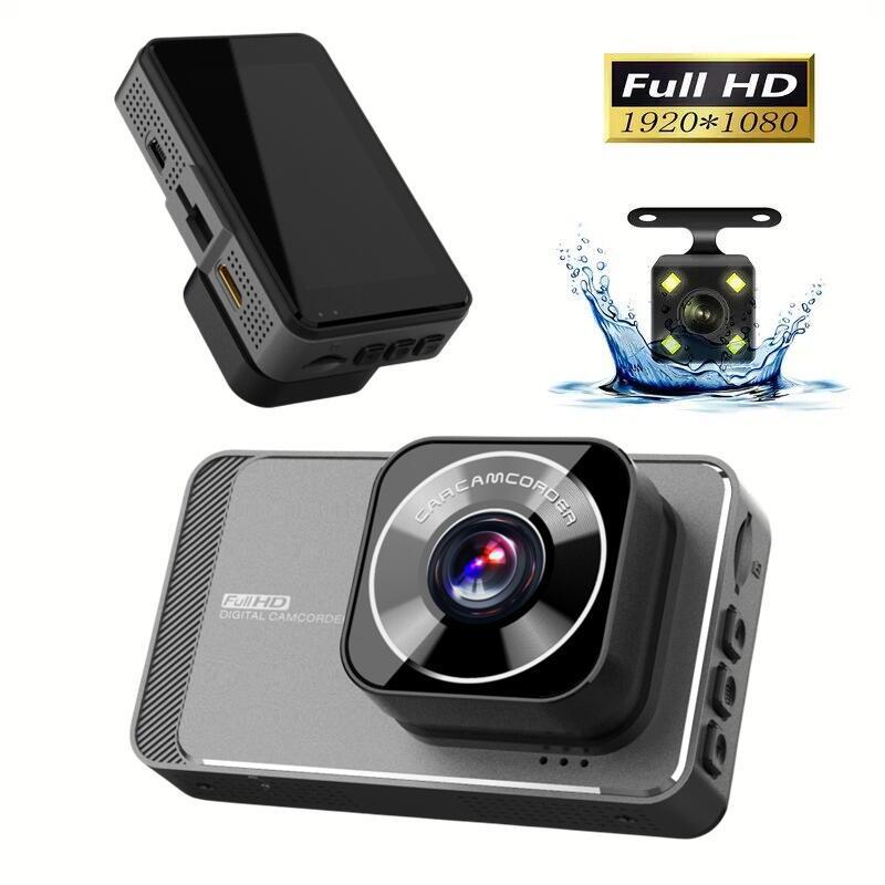 Dual Lens Dash Cam with Night Vision, 3" HD 1080P, WiFi, and Front & Rear Recording