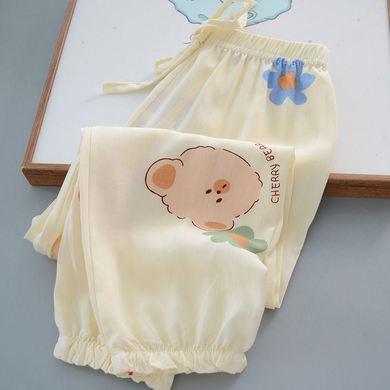 Детские повседневные брюки от комаров, летние тонкие брюки для сна для девочек, свободные внешние брюки-фонарики