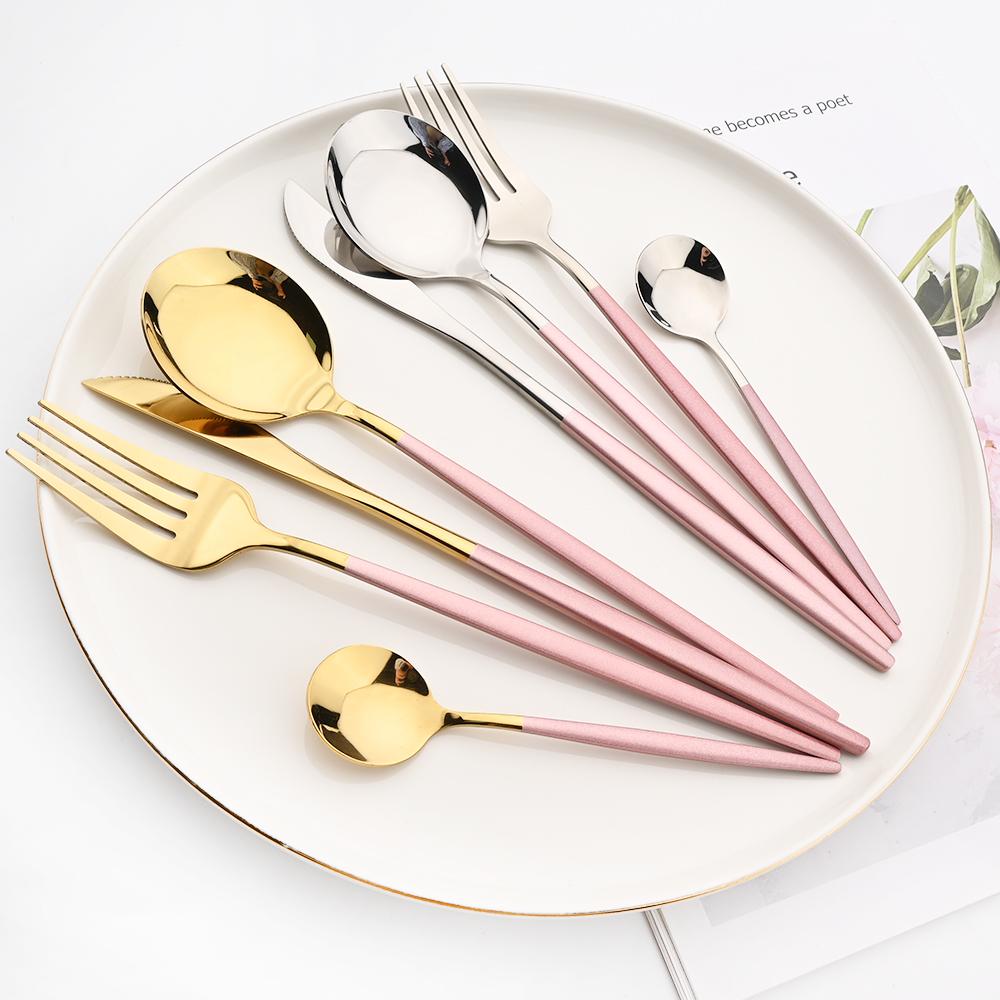 30Pcs Black Cutlery Set Mirror Dinnerware Knife Dessert Fork Spoons Flatware Western Stainless Steel Silverware Party Kitchen Tableware Set