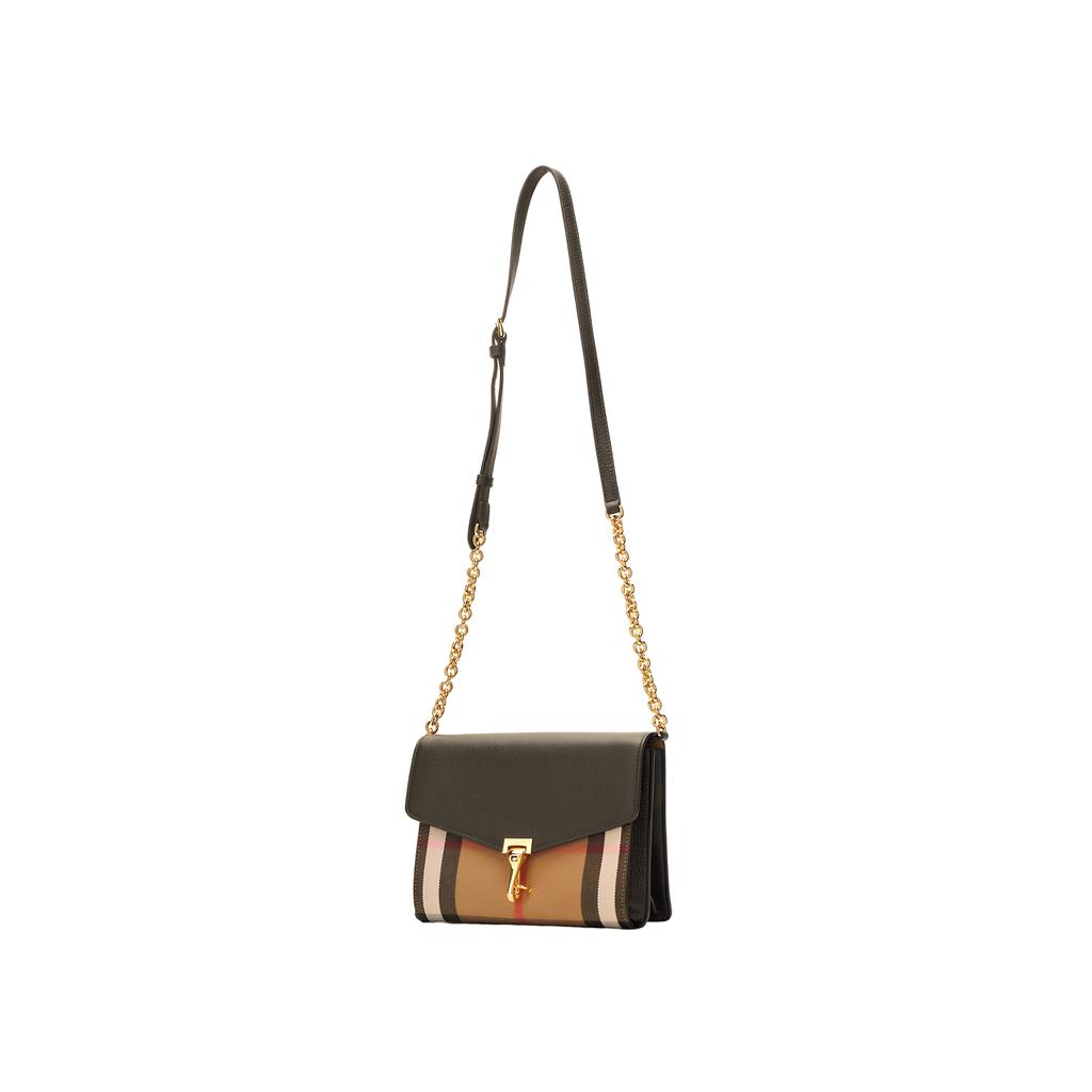 Burberry Flap Closure Adjustable Shoulder Strap Cotton Linen Crossbody Bag Women Shoulder Bag Black Multicolor 80803211