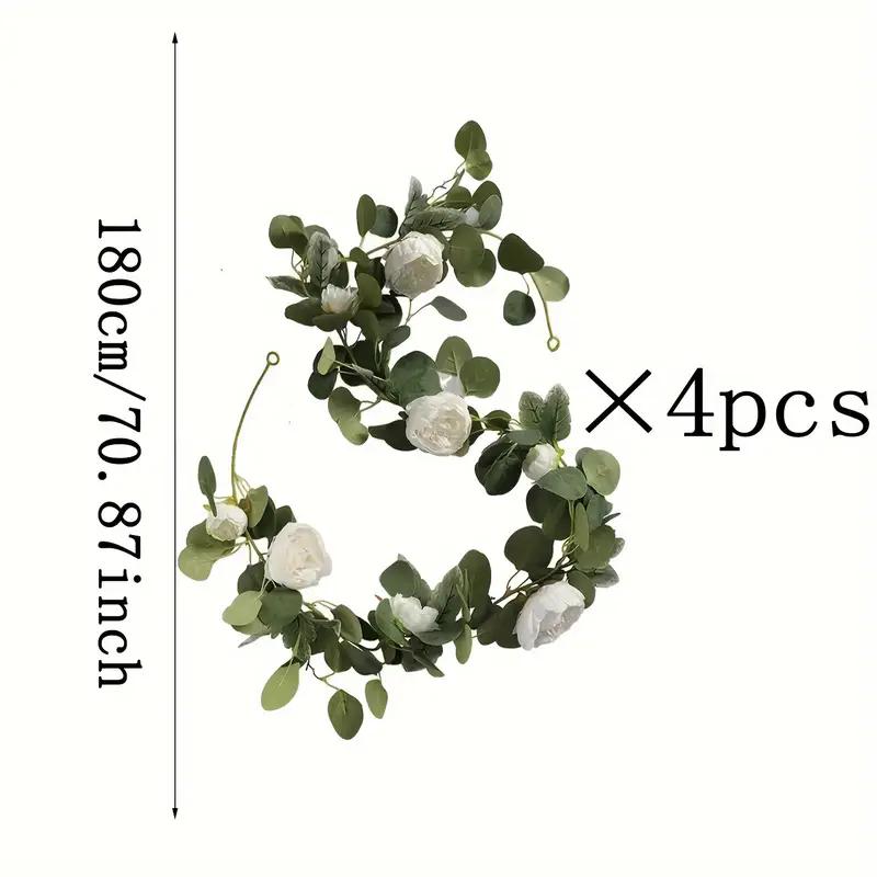 4pcs Set of Artificial Peony Garlands Made of Eucalyptus Leaves and Plastic Artificial Vines, Used for Decoration and Festivals