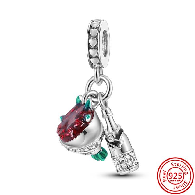 925 Серебро Радуга Солнце Облака Единорог День Рождения Торт Перья Крылья Бейсбольные Бусины Подходит Браслет Ювелирные Изделия