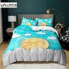 Комплект постельного белья Sky Duvet Cover Queen Polyester Blue Sky White Clouds Sun Print Set для девочки-подростка Lovely Children Bedroom Collection