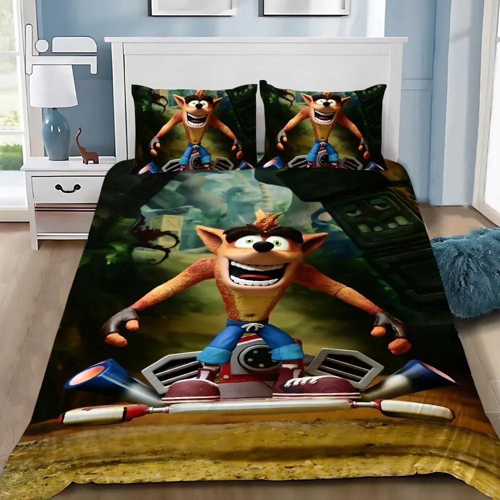 Мультяшный пододеяльник наволочка комплект постельного белья Crashs Bandicoots взрослый мальчик девочка украшение спальни детский односпальный двуспальный большой размер