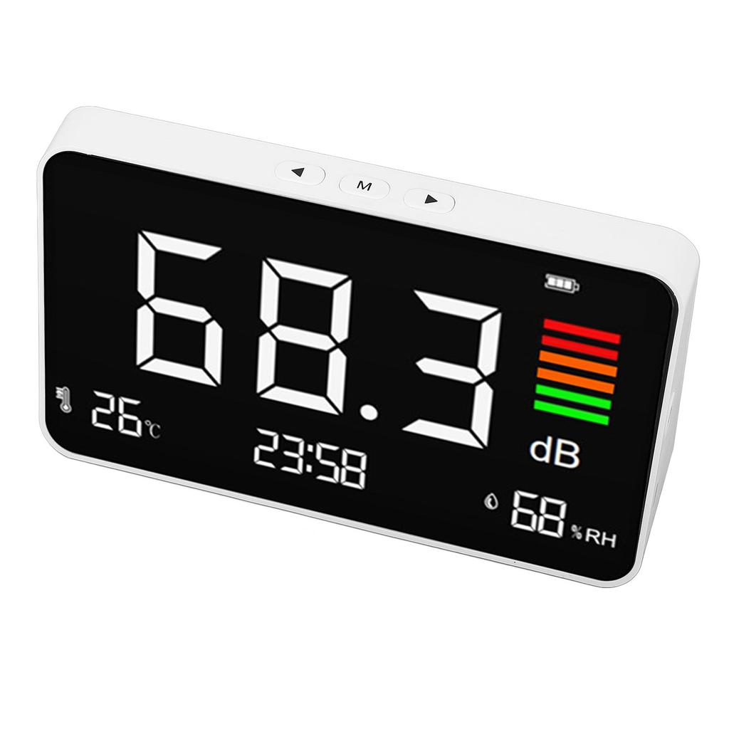 Цифровой децибелметр настольный измеритель уровня звука 30130 дБА с датчиком температуры и влажности для дома