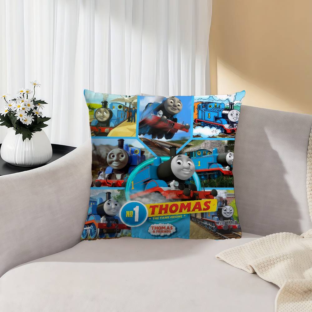 Cartoon Thomas The Train Square Pillow Cover Sofa Cushion Cover Home Room Decoration Children Gift