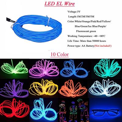 5 м неоновая проволока, кабель для вспышки, светодиодная лента, гибкая неоновая лампа, светящаяся гирлянда для украшения автомобиля с 8 мм швейной кромкой, стайлинг автомобиля