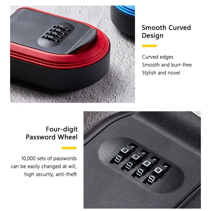 Wall Mounted Key Storage 4 Digital Combination Password Security Code Lock Key Lock Box For Home Office Storage Box Organizer
