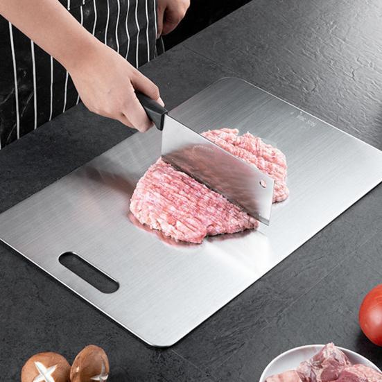 Stainless Steel Cutting Board Thickened Stable Chopping Board for Meat Vegetable Fruit Cheese Anti-Mildew Easy To Clean Kitchen Essential
