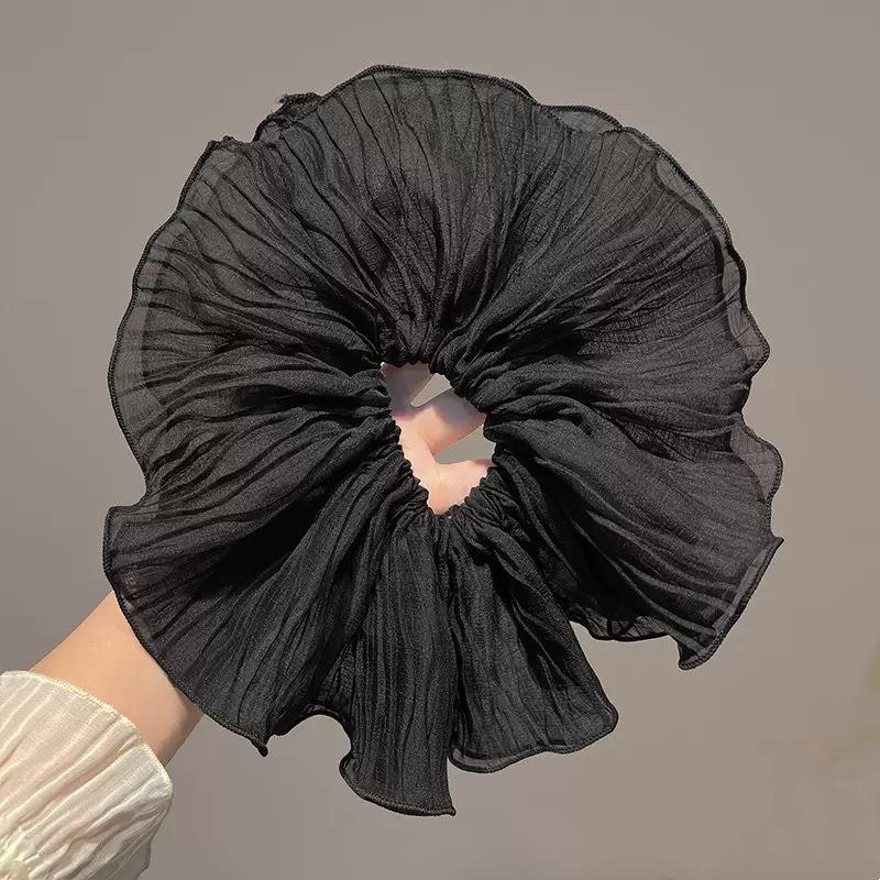 Oversized Chiffon Hair Rope Loop Headband Elegant Solid Color Elastic Hairband Rubber Bands Scrunchies Korean Hair Accessories