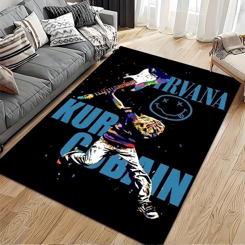 Colorful Kurt Cobain Nirvana Design Rug Non-slip rug suitable for living room and bedroom sofas