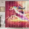 Funny Animals Shower Curtain,Cool Sloth Riding Unicorn In Space Shower Curtain,Fabric Fantasy Bathroom Shower Curtain with Hooks